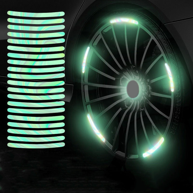 Car Reflective 7 Color Laser Luminous Wheel Stickers Anti-collision Car Glow Sticker